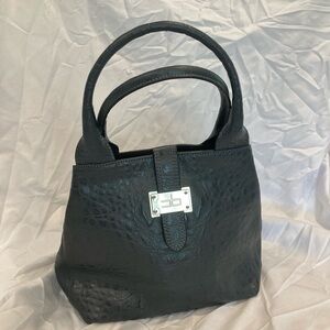 Courage B -genuine leather- Classic Navy Shoulder Bag -Textured Finish